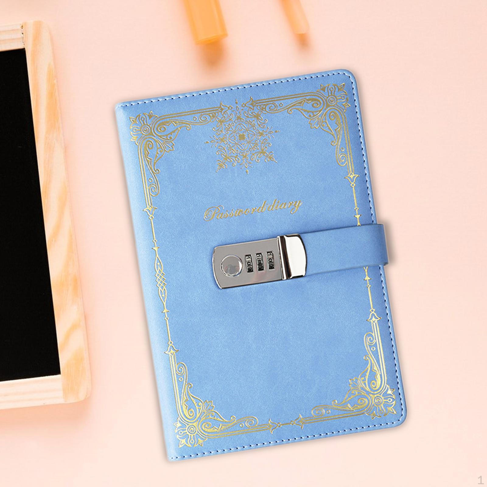 Дневник с замком Блокируемый журнал Запертый блокнот Пароль для бизнеса синий