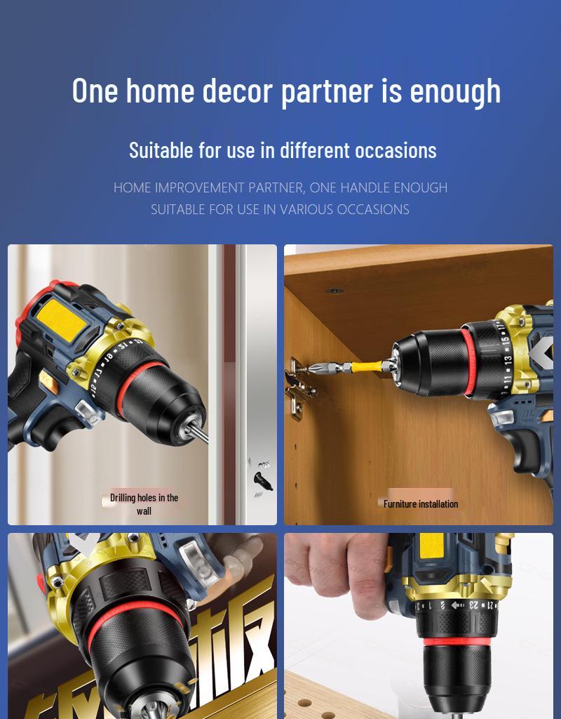 Brushless 16.8V Lithium Handheld Drill: Multifunctional Dual Speed Electric Screwdriver