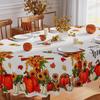 Siilues Fall Tablecloth 60x84 Inch Oval, Cross Pumpkins Table Cloth Seasonal Autumn Bless This Home Home Decor Waterproof Picnic Dining Table Cover