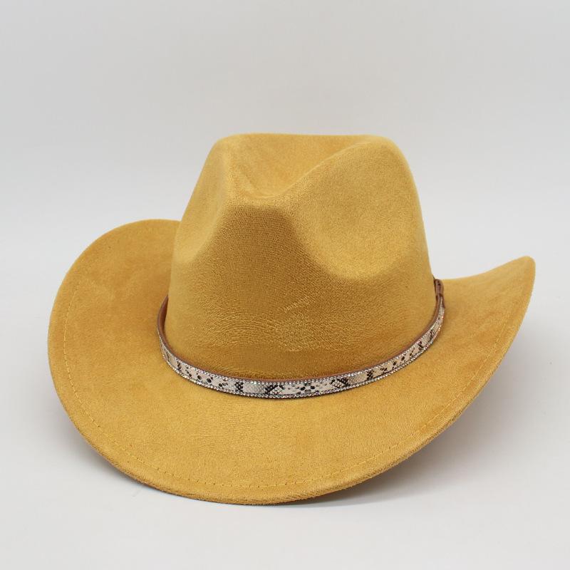 White Leather Textured Tibetan Woolen Hat Men'S And Women'S Wide-Brimmed American Top Hat Western Cowboy Hat Jackson Jazz Hat