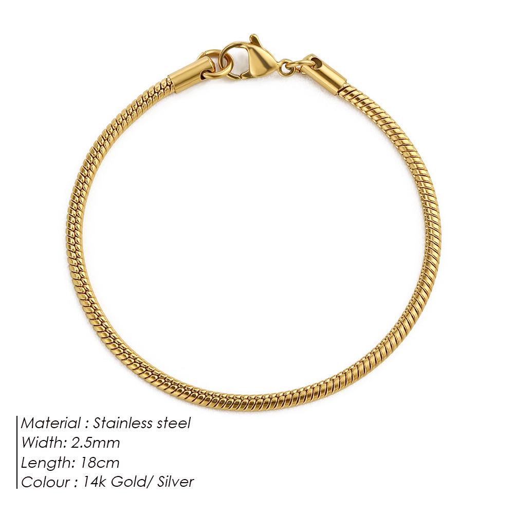 Guldpläterat armband med ormlänk i rostfritt stål för män och kvinnor - Japansk och koreansk stil, trendig och enkel design