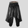 INCERUN Men Elastic Waist Bandage Glitter Layers Casual Irregular Harem Pants