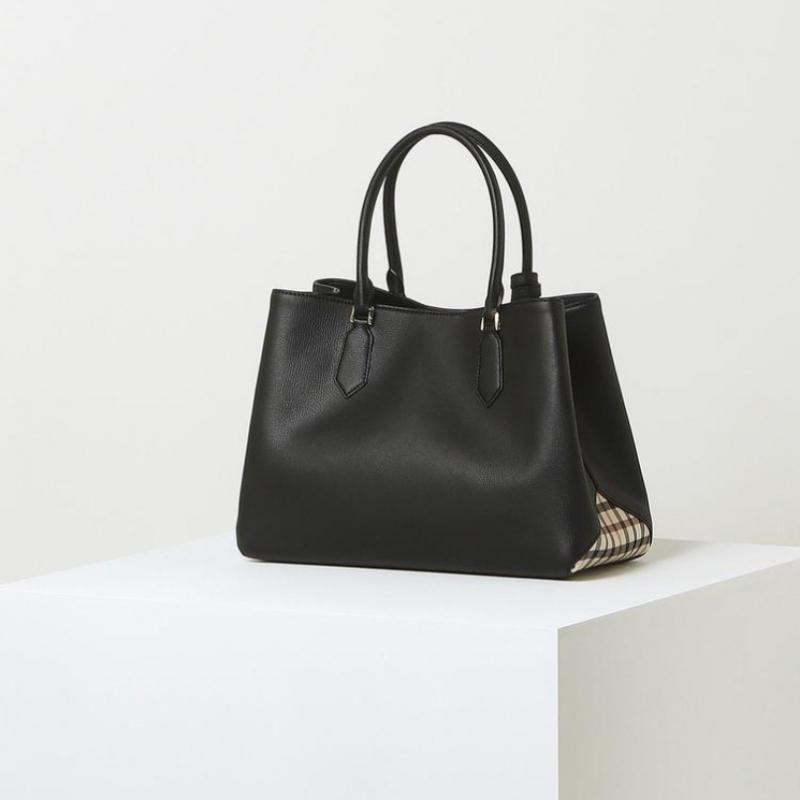 Daks Black Check Contrast Cowhide Tote Bag Dcba6e122bk