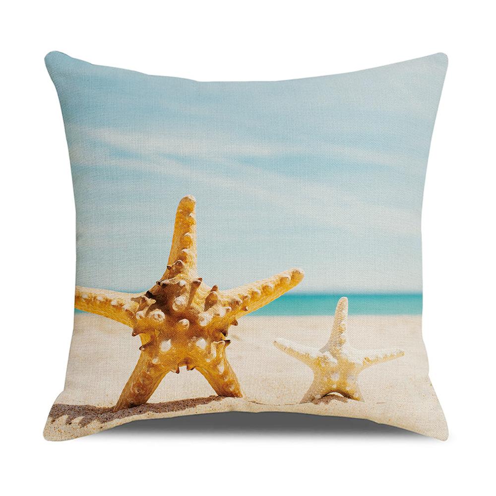 Retro Mediterranean Ocean Digital Print Linen Pillow Reading Cushion Home Furnishings