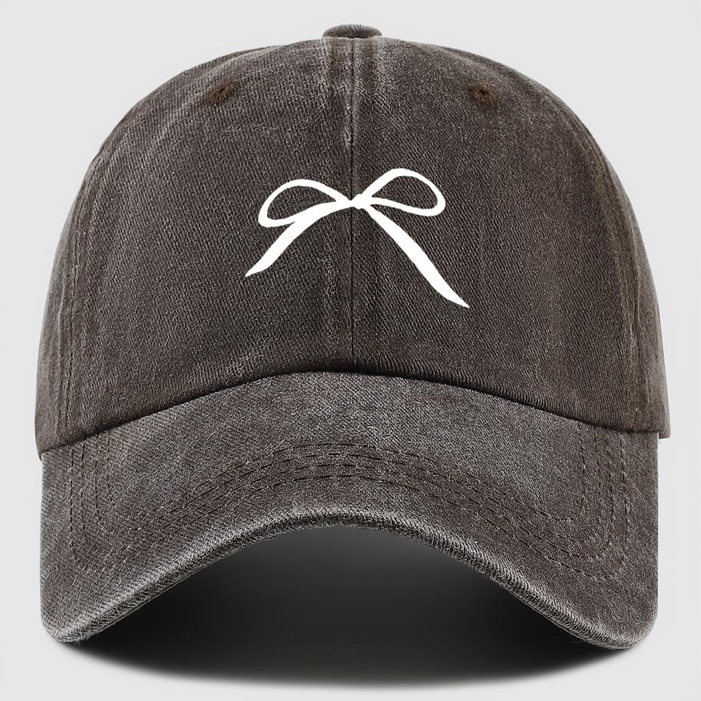 Line Bow Baseball Cap Trendy Fashion Retro Soft Top Hat Adjustable Sun Hat