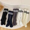1 Pair Fashion School Sock for Kids Boy Girl Simplicity Solid Color Striped Calf Sock for ChildrenSpring Autumn Soft Cotton Sock