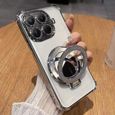 Handyhülle für Xiaomi Poco X7 X6 F7 Pro M6 F6 F3 F4 X5 X3 C65 C75 Blitzspiegel Magnetische Halterung Stoßdämpfendes Weiches Silikon