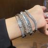 14K Gold-Plated Zircon Starburst Flower Bracelet, Light Luxury Fashion Bangle