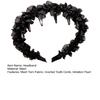 Women Headband Non-Slip Wide Headband with Inverted Tooth Comb Pearl Embellishments Layered Mesh