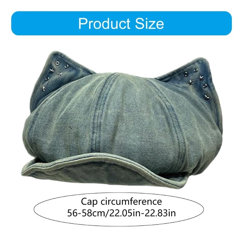 Baseball Cap With 3D Ears Adjustable Zip Closure Unisex Hat For Streetwear Cosplay