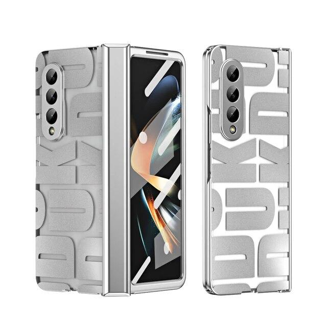 

Нескользящий защитный чехол из полной стеклянной пленки для Samsung Galaxy Z Fold 4 5 5G Fold3 Fold4 Fold 2 3 Fold2 Fold5 с покрытием Модный чехол for Z Fold 3 серебряный