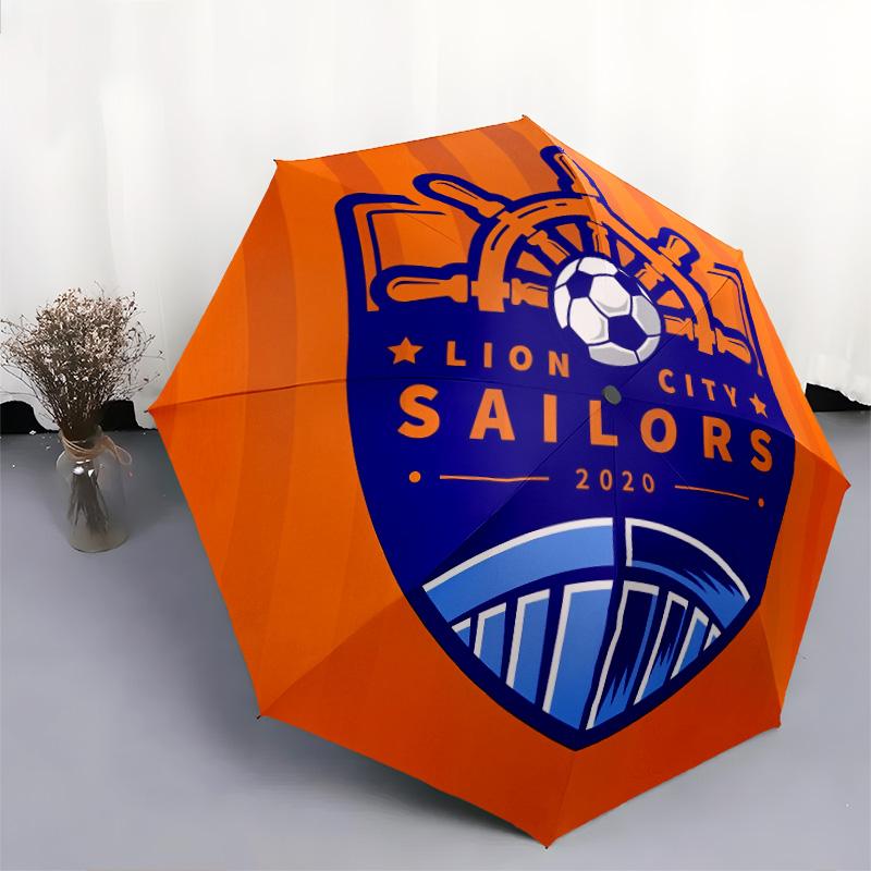 Lion City Sailors Football Club pattern, automatic folding umbrella, portable and foldable design, 8 ribs, a Christmas or birthday gift.