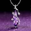 Amethyst Horse Eye Necklace, Short Zircon Pendant, Fashionable Melon Seed Chain (Including Chain)