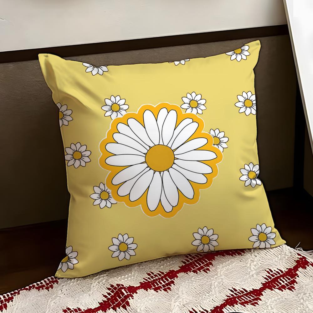 Dewy Daisy Cushion Cover Reversible Soft Durable Pillow Cover Home Car MultiScene Use for Daily Comfort