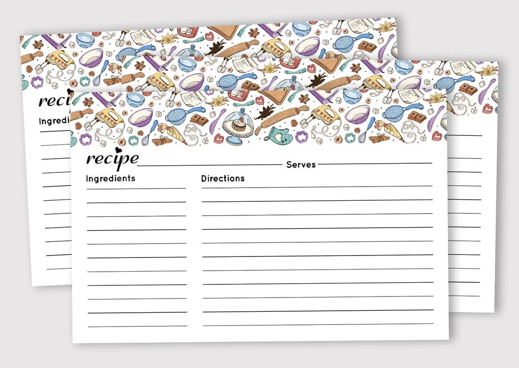 Inkdotpot Recipe Card 6x4 inch Single-Sided Recipe Design Cards Baking Recipe Cards Wedding-Bridal Shower-Baby Shower- Pack of