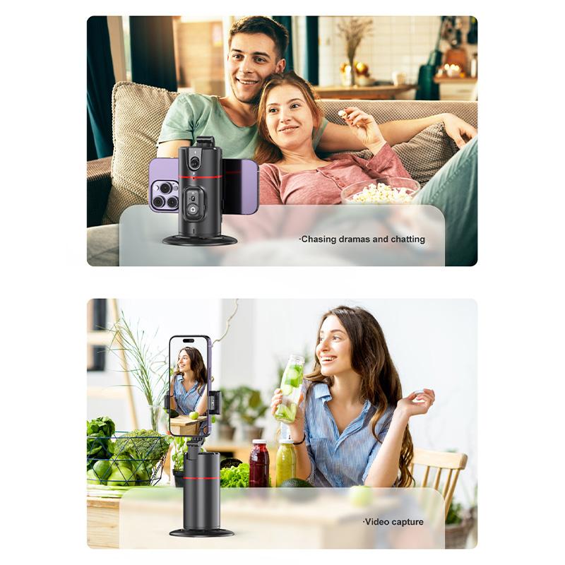 P02 Auto Face Tracking Stand 360° Rotation Phone Holder Desktop Tracking Gimbal Stabilizer Tripod for Live Vlogging Video