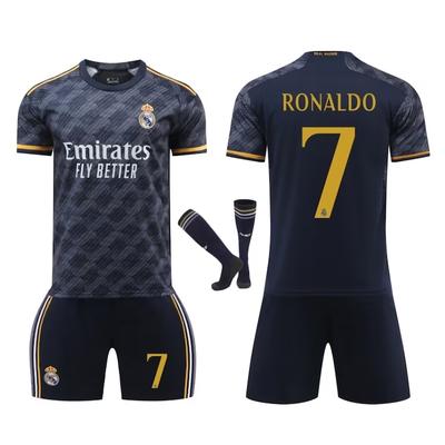 Sada dresů Real Madrid Ronaldo 7, Černý tréninkový top, Prodyšné fotbalové tričko šetrné k pokožce pro fanoušky, Unisex