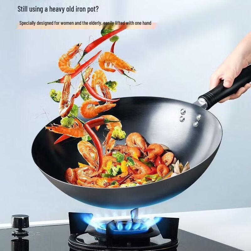 SUPOR 32cm Traditional Refined Iron Round Bottom Wok