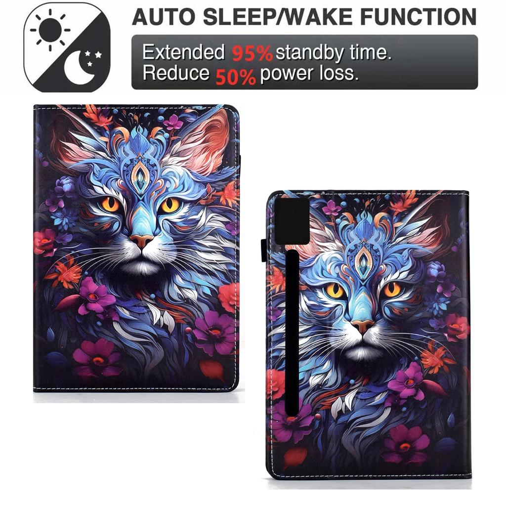 For Lenovo Idea Tab Pro/Tab P12 Pro Gen 2 Leather Case Pattern Print Card Slots Stand Auto Sleep Wake Tablet Cover