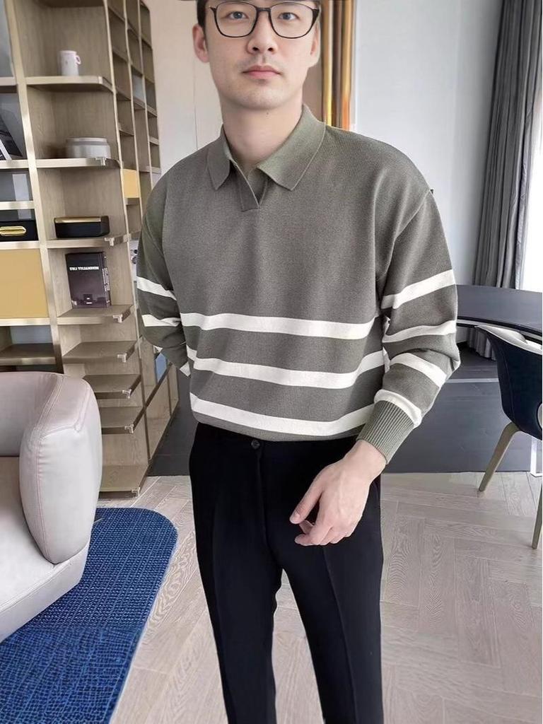 Men's Slim Lapel Knitwear: Versatile Casual Sweater for Spring and Autumn