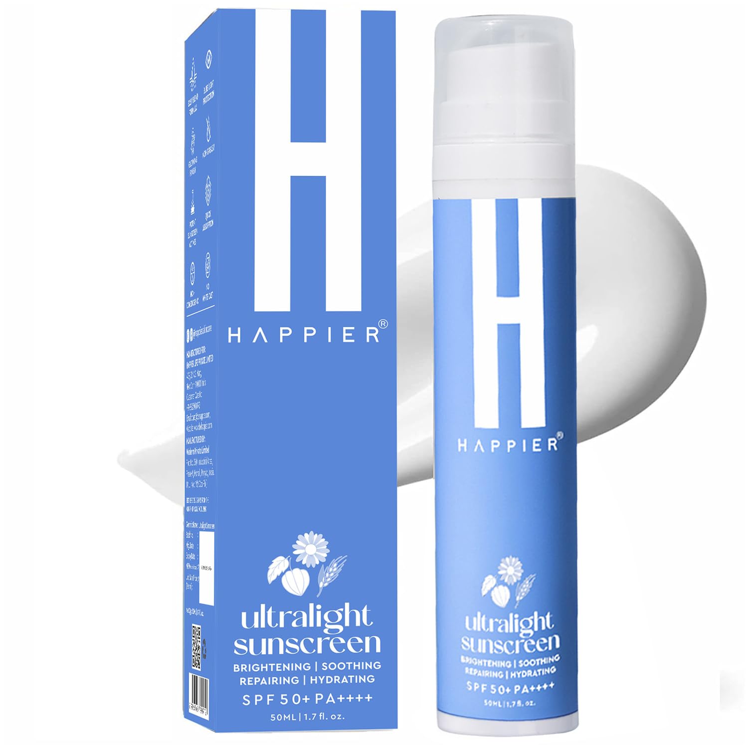 

Happier Ultralight Sunscreen Gel SPF 50 PA++++ | Sunscreen Gel For Men & Women | Lightweight, Non-Greasy, Fast Absorbing, No White Cast Sunscreen