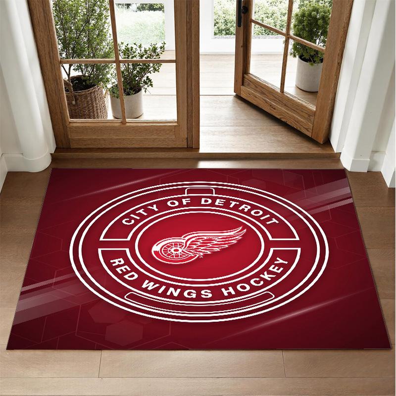 Detroit Red Wings Design Kristall-Samt-Teppich Weich Dekorative Matte für Schlafzimmer Eingang