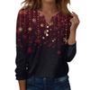 Women's Fashion Casual H Printed V-Neck Long Sleeve Decorative Button T-Shirt Tops