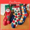 Cartoon European Trendy American Santa Mid Tube Socks – Red Cotton Christmas Socks For Men Women