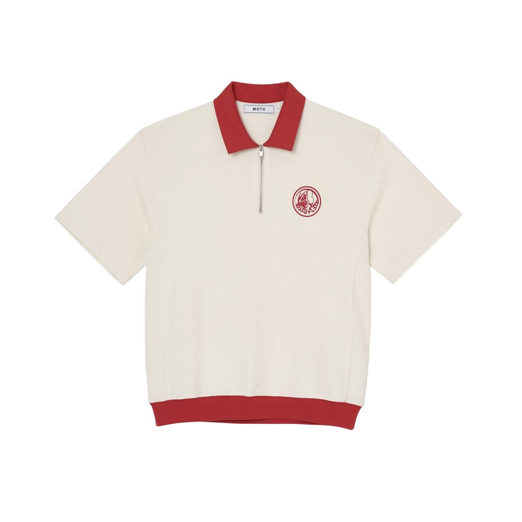 Moseu Sweat ½ Pullover Collared T-Shirt_Red