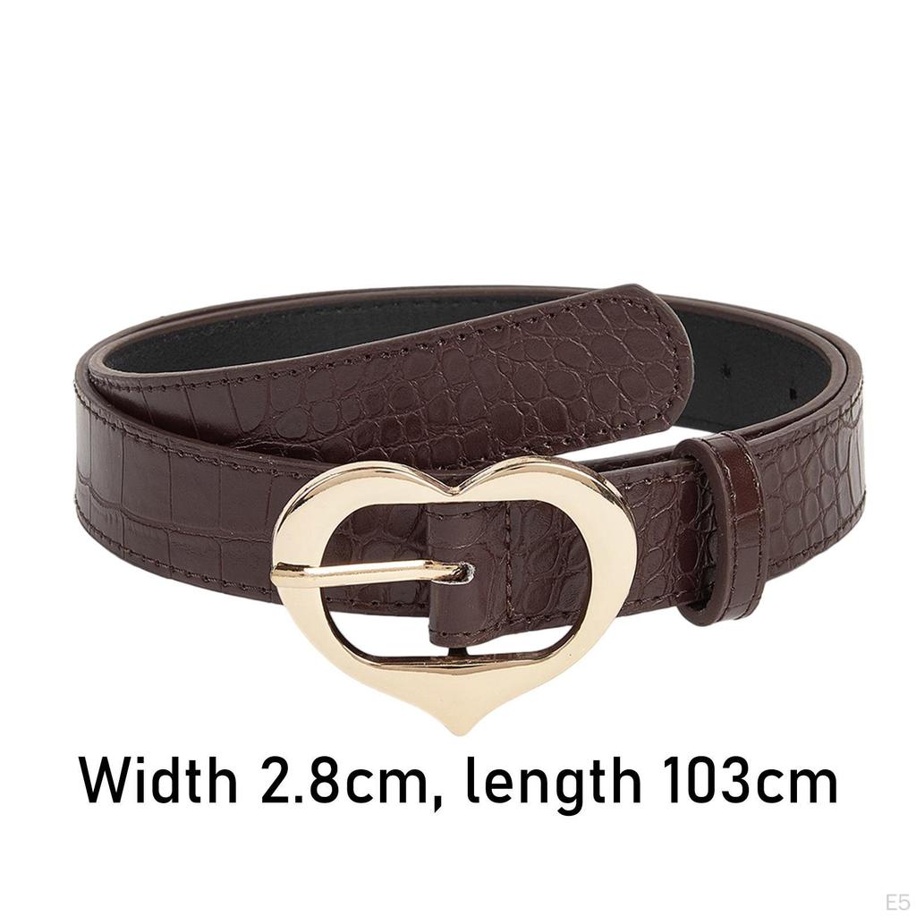 Belt, PU Leather Heart Buckle, Retro-single Girdle, Stylish Waistband, Decorative Belt for