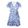 Womens/Ladies Floral Birds Woven V Neck Wrap Dress