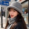 Autumn and Winter Thickened Woolen Fisherman's Hat for Women Curled Basin Hat Solid Color  Versatile Warm  Face Showing  Small Knitted Hat for Men