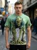 Men's Halloween Zombie 3D T-Shirt, Lifelike Undead Monster Design, Breathable Short Sleeve for Party and Street Style