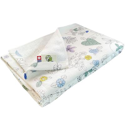 Imabari Gauze Bath Floral Made In 60x120cm Towel, Towel, Towel, Pattern, Lilica, Blue, Japan, 100% Cotton,