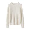 Women's Pure Cashmere Ribbed Knit Pullover - Autumn/Winter Round Neck Base Layer