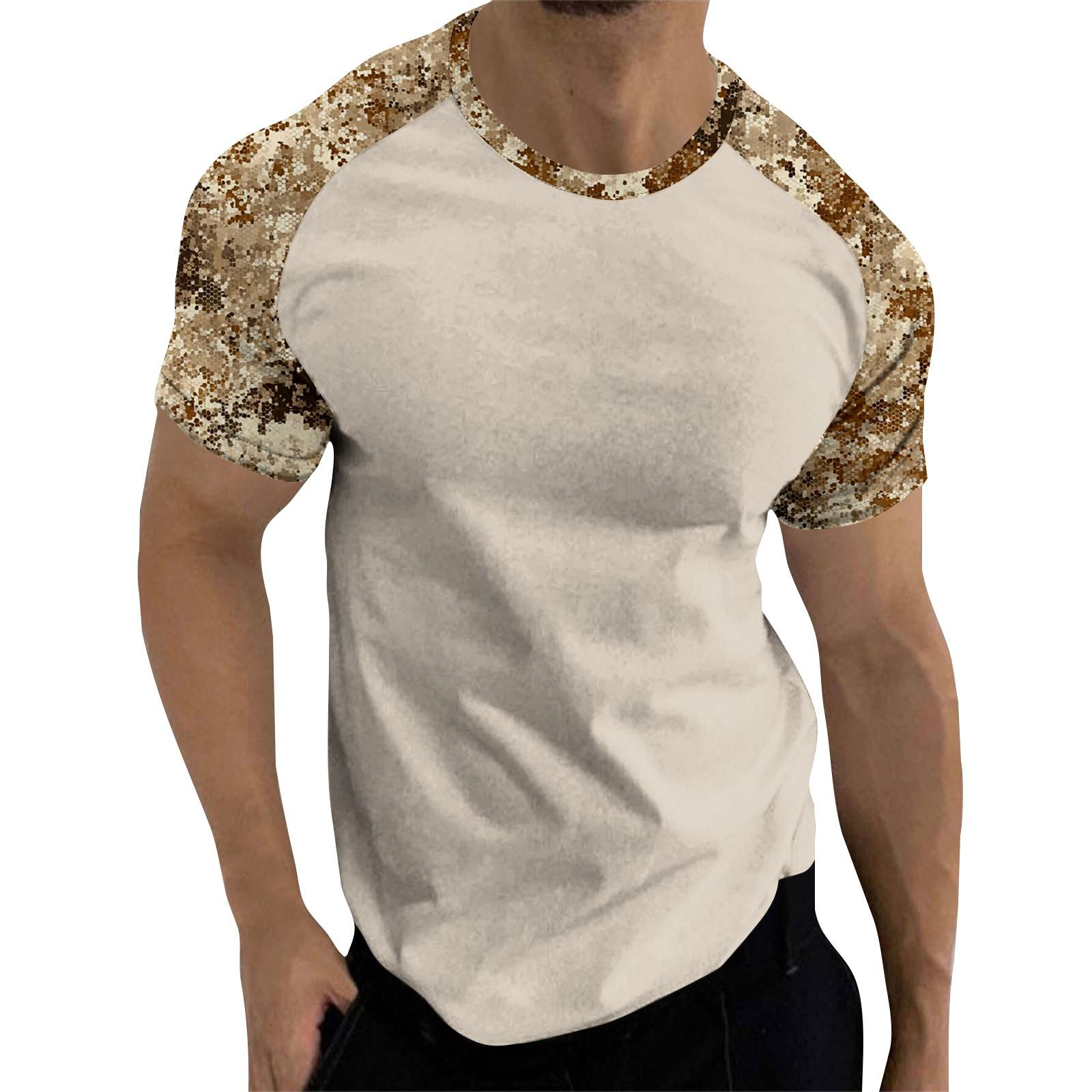 

Топ чоловічий з короткими рукавами реглан з принтом у камуфляжному стилі S бежевий