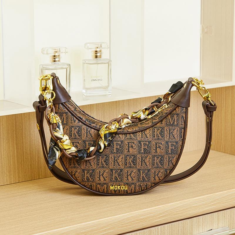 Premium style portable underarm bag trendy women's bag retro presbyopia bag one shoulder cross crescent dumpling bag