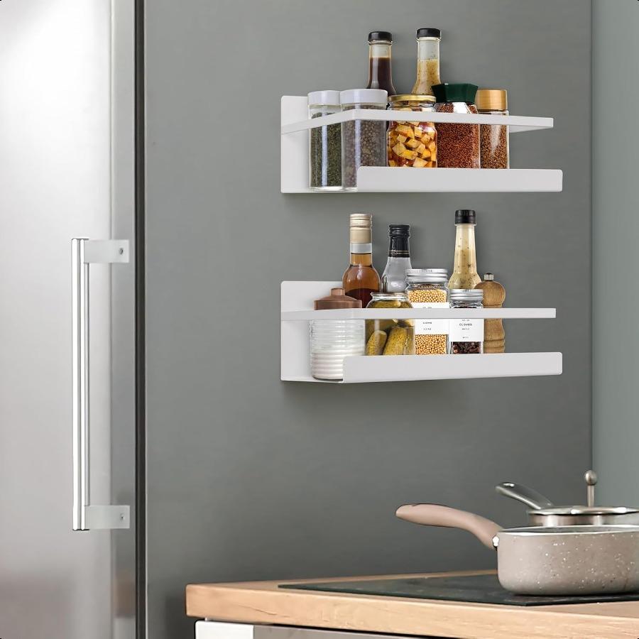 

Магнитная полка для специй для холодильника 2 шт. Магнитная полка Органайзер для холодильника для баночек со специями Магнитные полки Держатель для приправ United States