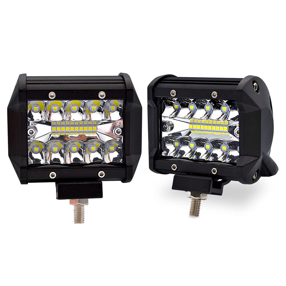 LED Work Light, 60W, Narrow Beam, Waterproof, IP67, 6000K, 12V/24V, Square Shape, White, Dustproof & Shockproof, Safego Floodlight, for Trucks/Tractor