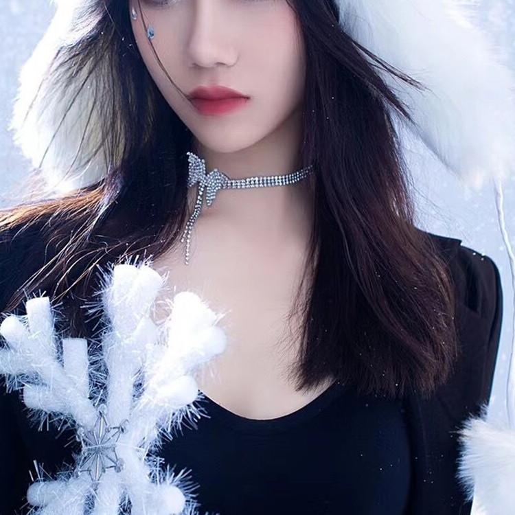 Butterfly Tassel Rhinestone Necklace Female Tide Bride Full Diamond Neck Chain Fashion Suit Collarbone Chain