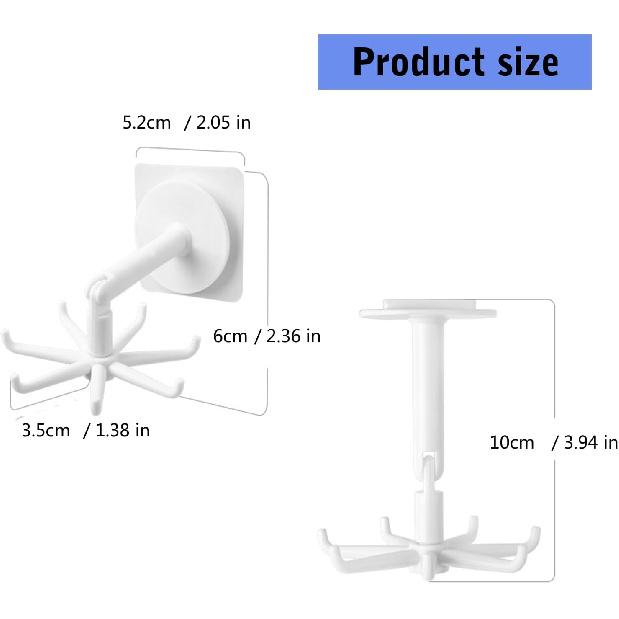 Multifunctional 360 Degree Rotating Hanging Hook Kitchen Organiser 7 Claws Swivels Hook for Bathroom Bedroom and Office