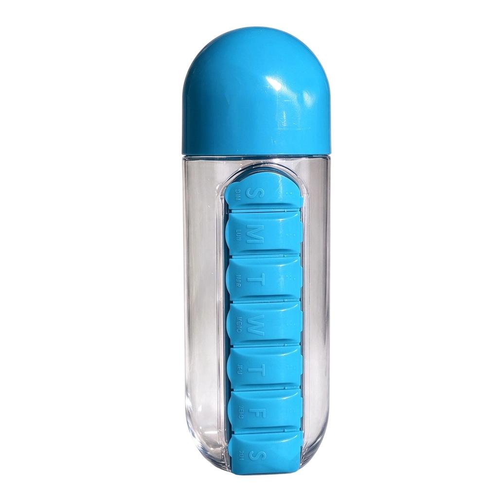 2-in-1 Bottle and 7 Compartment, Portable Outdoor Plastic Cup 600ml