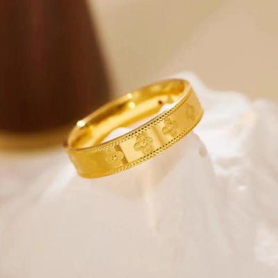 Vietnamese Gold-Plated Four-Leaf Clover Ring for Girlfriend - Student Jewelry