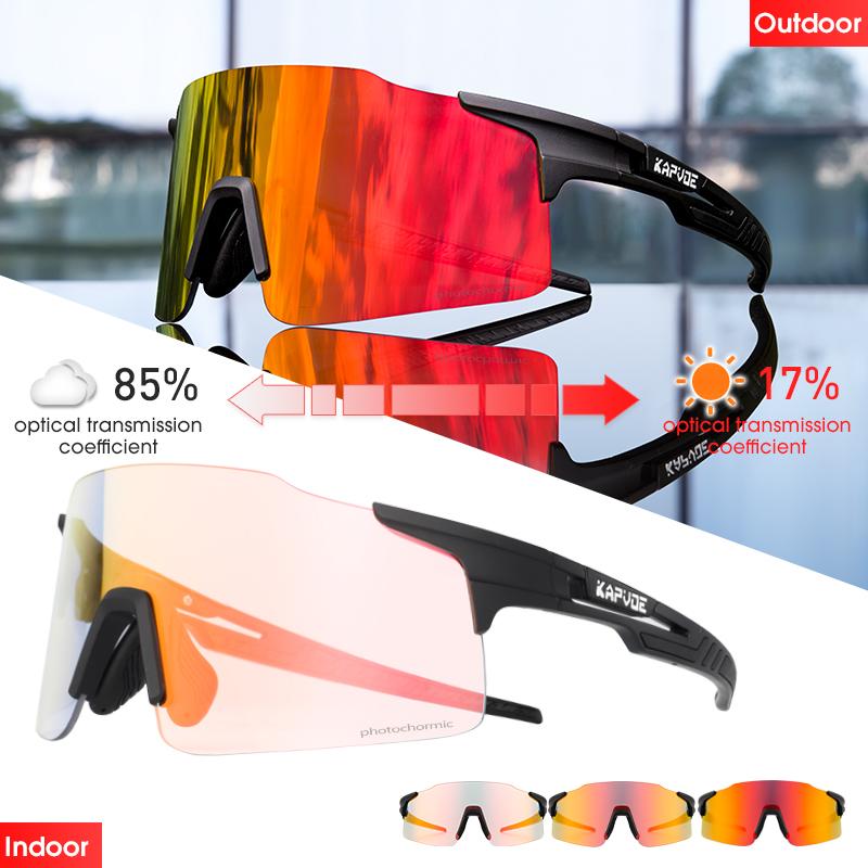 Pochromic Cycling Sunglasses  UV400 Cycling Glasses Outdoor Bike Eyewear MTB Hiking Sports Riding Glasses Bicycle Goggles