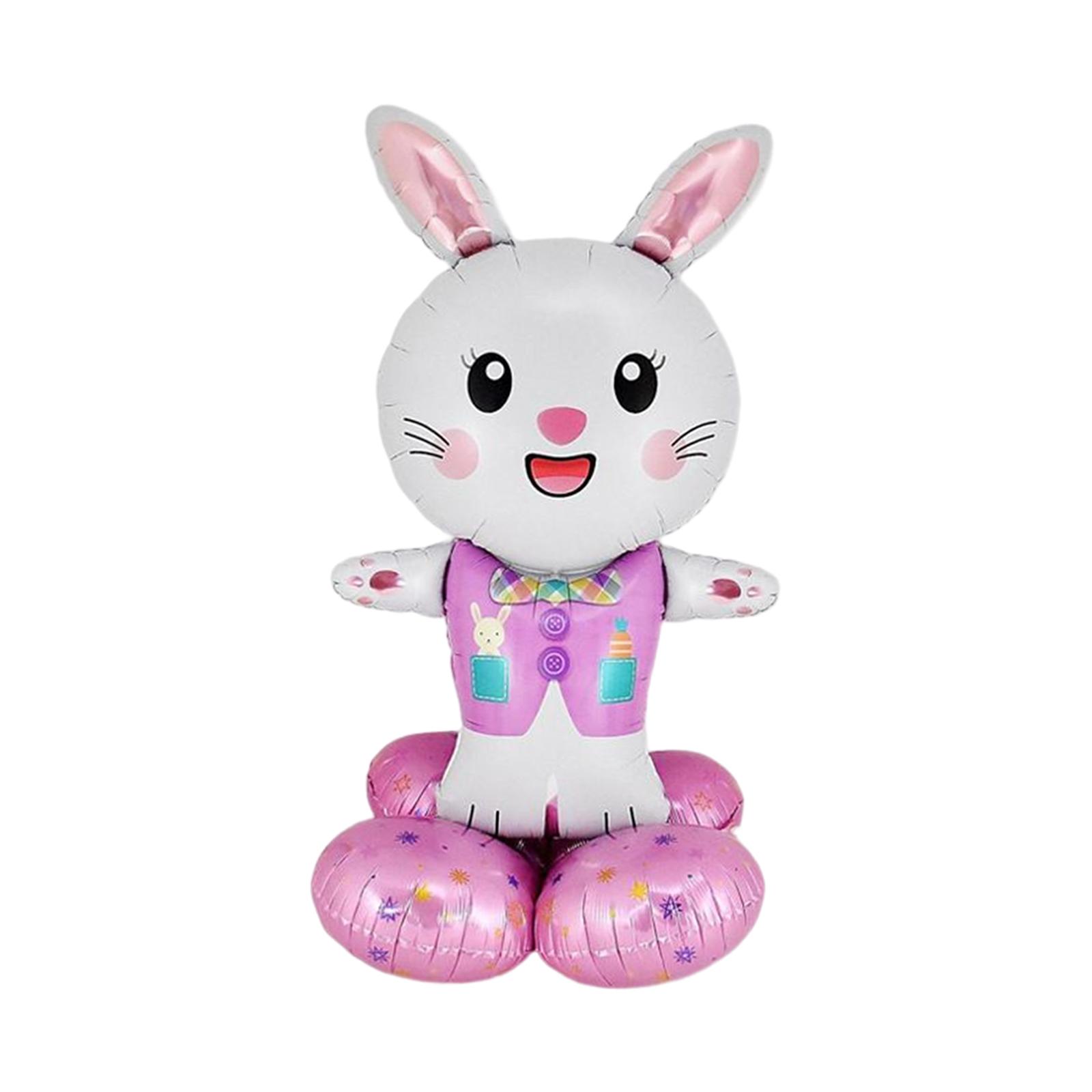 

2 pcs Artificial Bunny Statues Crafts with Clothes Standing Straw Easter Rabbit Decor for Desktop Gifts рожевий