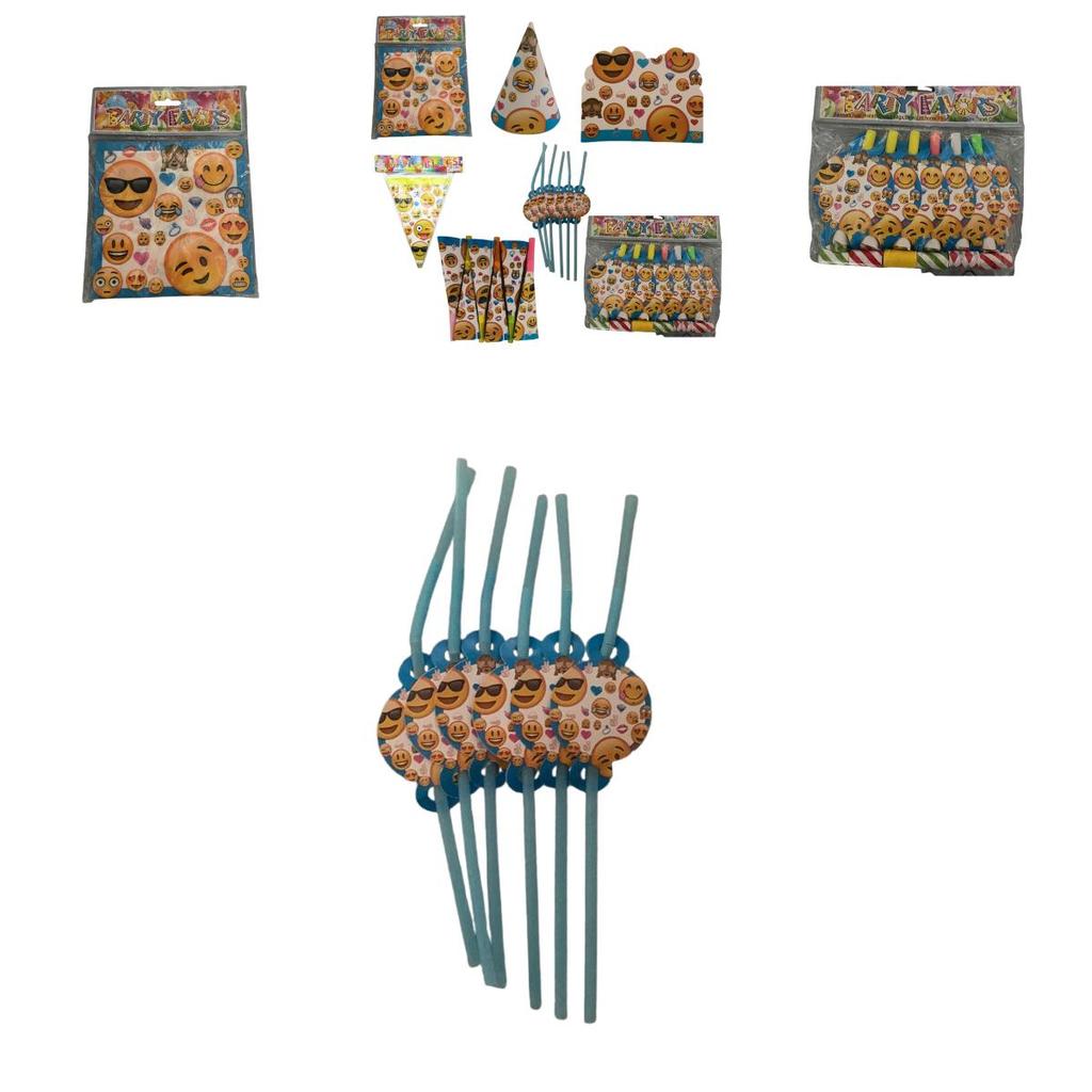 Emoji Party Tableware Set With Disposable Plates Cups Napkins And Tablecloth For Holiday Celebrations