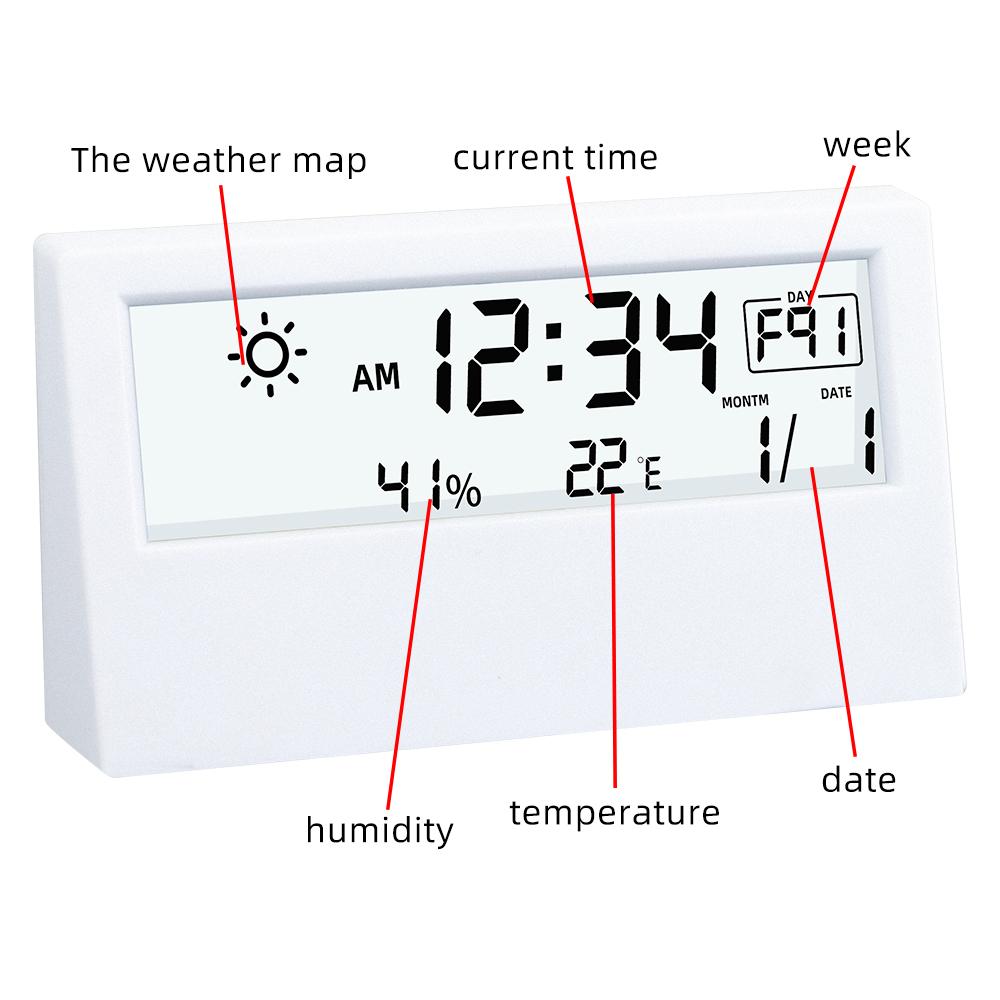Multifunction LED Thermometer Thermo-Hygrometer Electronic Temperature Humidity Meter Weather Station for Home With Alarm Clock