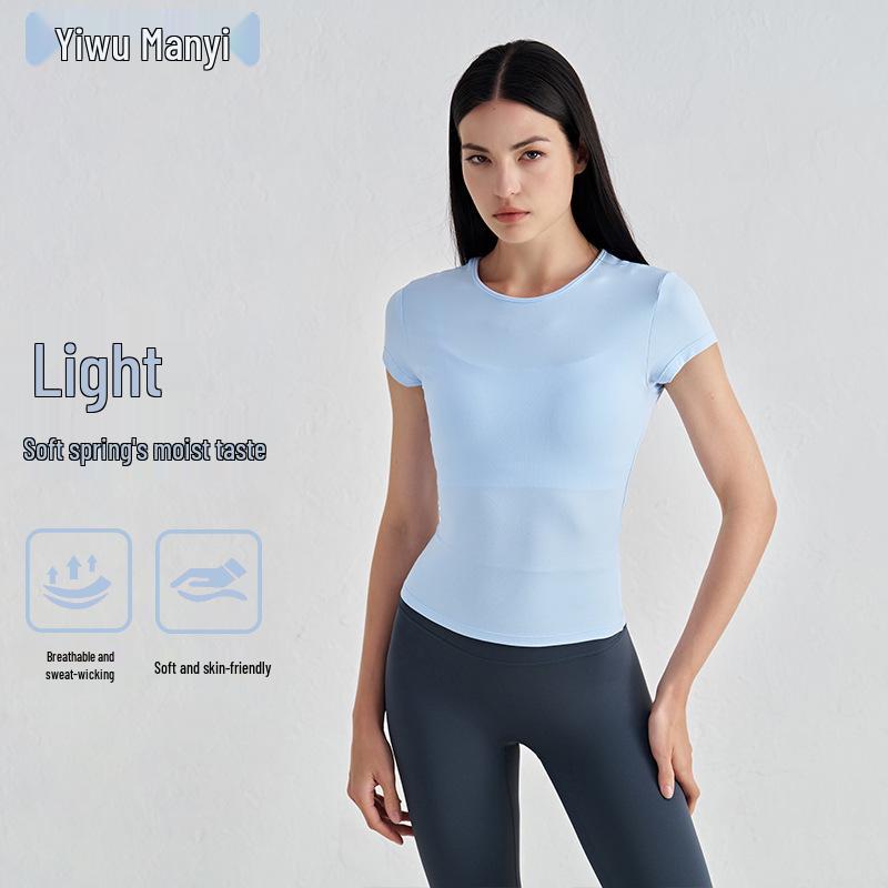Women's Slimming Waist Yoga T-Shirt - Comfortable Short Sleeve Casual Gym and Yoga Top