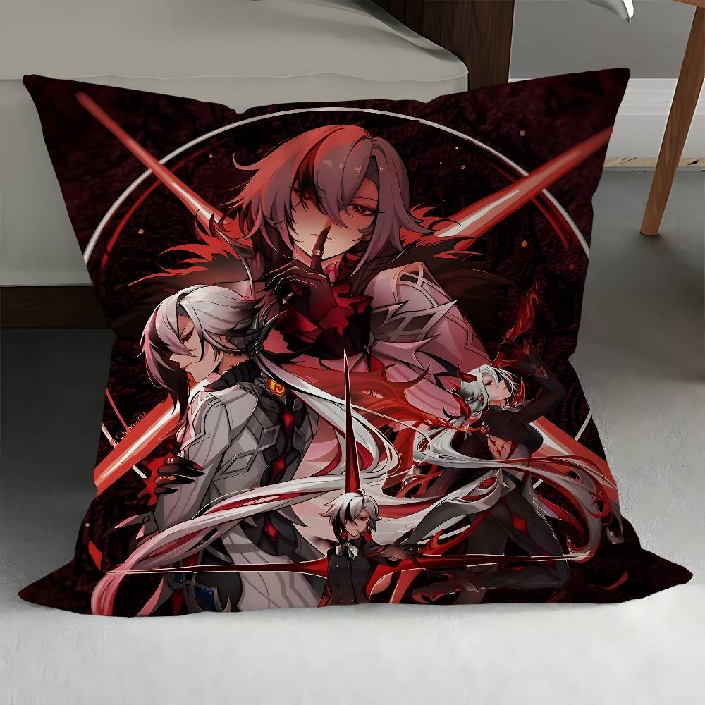 GenshinS Impact Arlecchino Pillow Covers Cartoon Sofa Decorative Home Double-sided Printing Short Plush Cute Cushion Cover