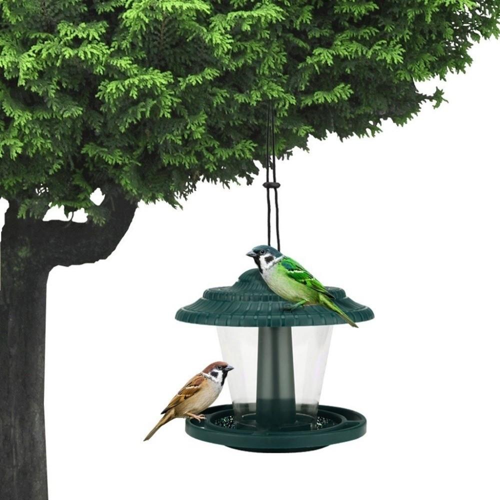 Waterproof Hanging Wild Bird Feeder Large Capacity Plastic Feeding Station with Roof Durable Bird Food Container Backyard Porch